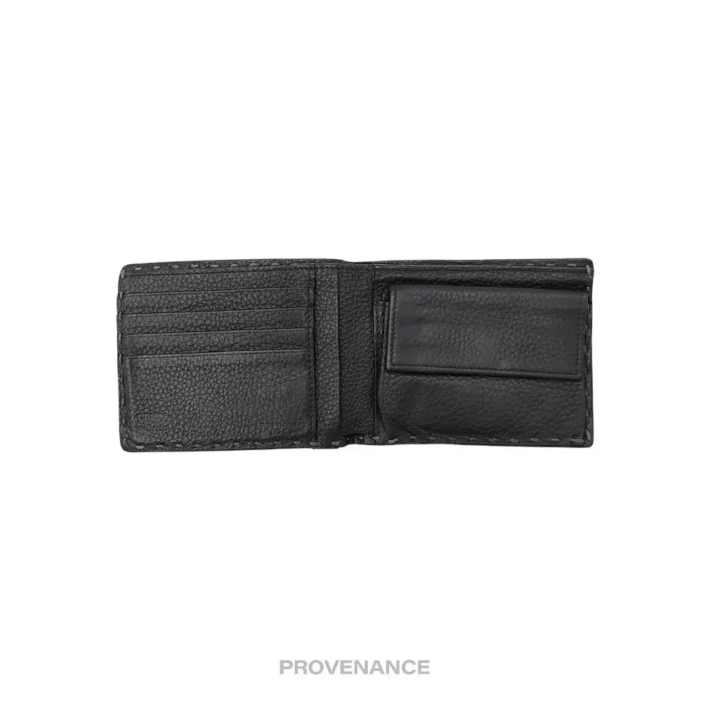 🔴 Fendi Selleria Horizontal Wallet - Charcoal Roman Leather